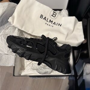 Balmain B-East Suede Trainers Sneakers Black Size 43/10 AM1VI327